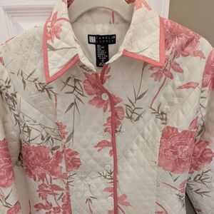 Vintage Carole‎ Little Quilted Silk Soft Pint Floral Jacket